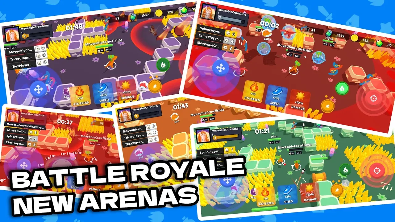 Battle royale gameplay across several new arenas